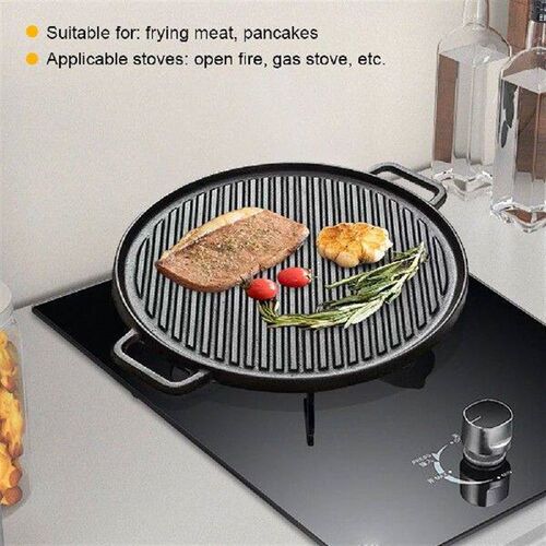 30/33cm Cast Iron Grill Pan Double Sided Griddle Pan with