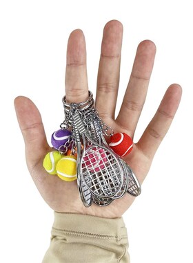 1pc Mini Tennis Racket Keychains Tennis Ball Key Rings