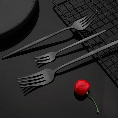 Dinnerware Set Matte Black Knife Fork Dessert Spoon Tablewar