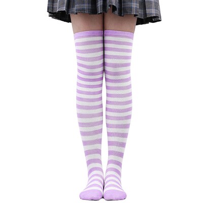 Fashion Striped Knee Socks Women Cotton Stockings Thigh High