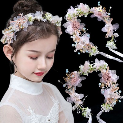 Elegant Girls Spring Bohemian Pearl Crowns Beach Hawaii Flor