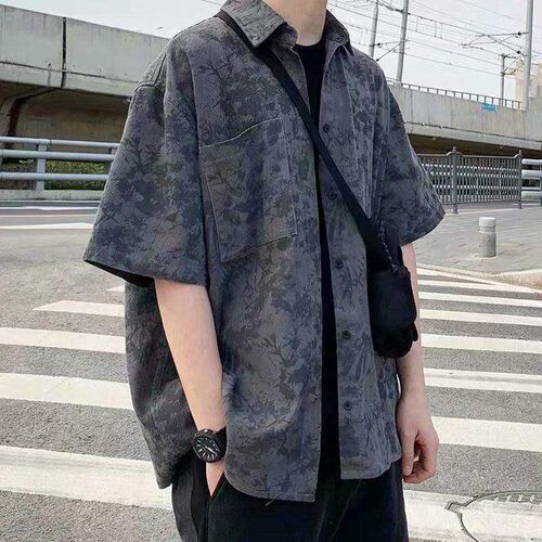 Tie-dyed Shirt Mens Summer Fashionable Handsome Short-sleev