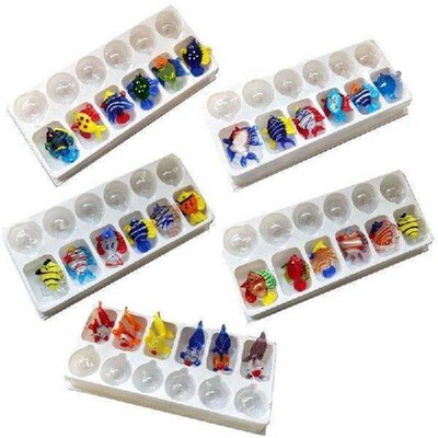 (6Pieces) Colorful Glass Floating Fish Decors Aquarium