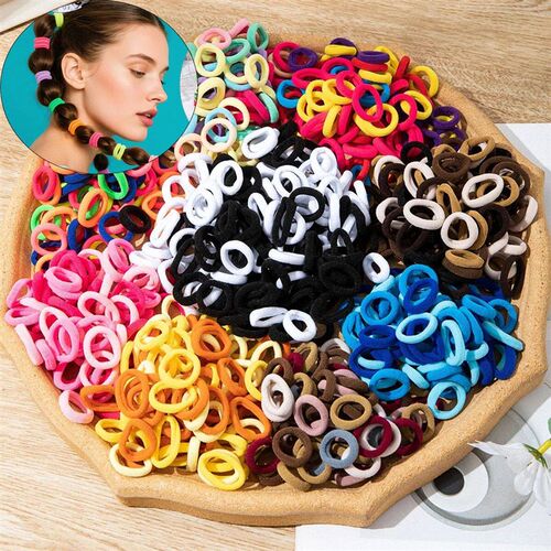 200/1000Pcs Hair Bands for Girls Colorful Nylon Scrunchie Ha