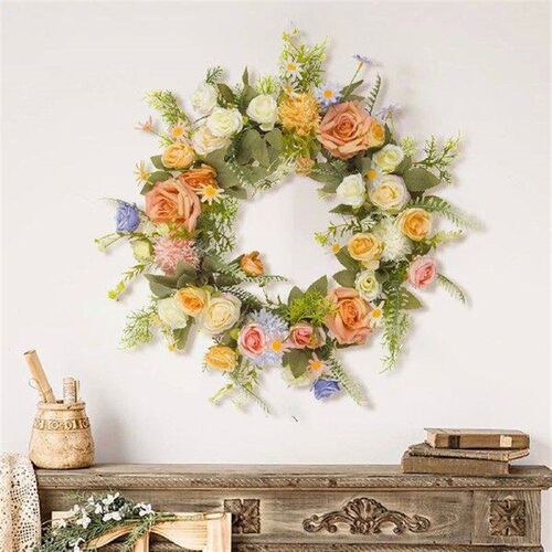 Spring Wreath for Front Door Artificial Flower Wreath for