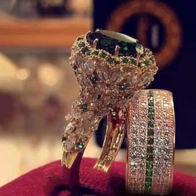 2 pcs/set Temperament Crystal Cubic Zirconia Rings Set For W