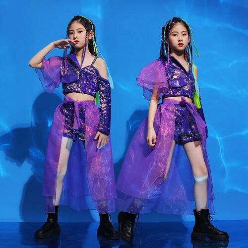 Childrens Jazz Dance Shining Performance Clothes Girl Model