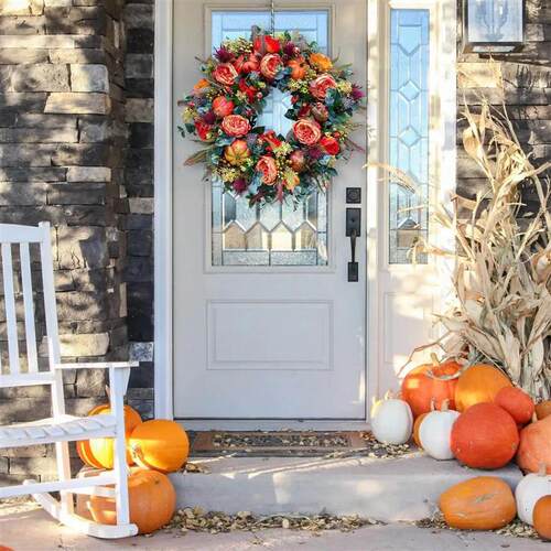 Fall Wreaths Pumpkin Berry Maple Leaf Artificial Wreath Harv