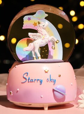 Dream Unicorn Crystal Ball Music Box Snow Birthday Gift for