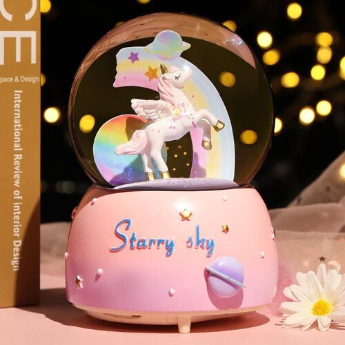 Dream Unicorn Crystal Ball Music Box Snow Birthday Gift for