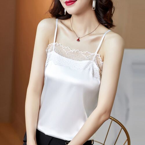 2023 Summer with Lace Silk Cami for Women Spaghetti Strap To