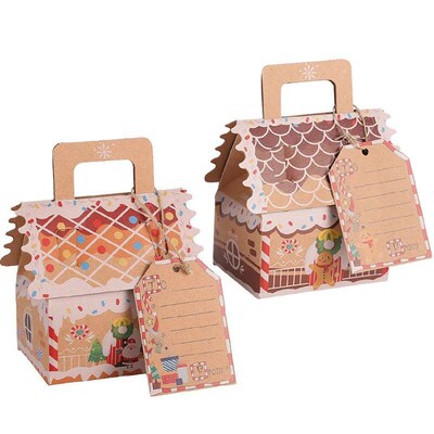 4pcs Christmas House Shape Candy Gift Box Merry Christmas De