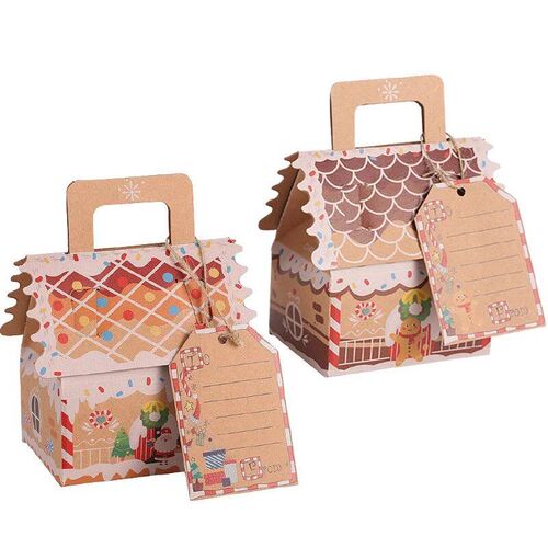4pcs Christmas House Shape Candy Gift Box Merry Christmas De