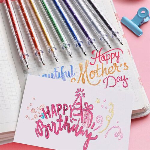 12pcs Glitter Gel Pen Set with 12 color ink refill suitable