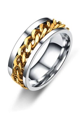 Titanium Steel Rotatable Chain Rings for Women Men Spinner R