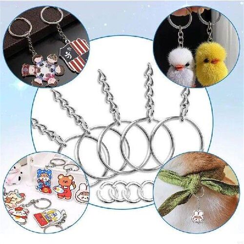 W8KF 220x Keychain Rings with Jump Rings and Screw Eye Pin