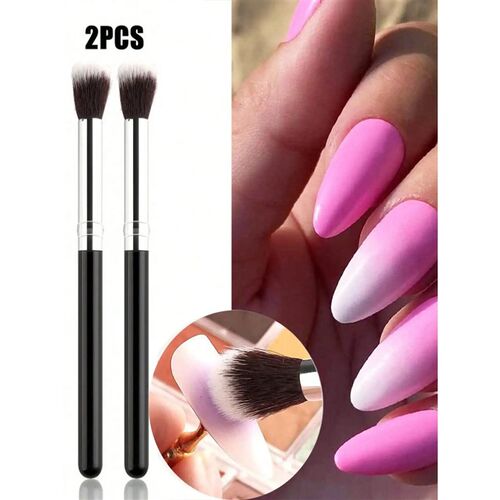 2Pcs Ombre Nail Art Brush Set Eye Shadow Foundation Blush Ma