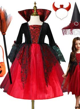Vampire Dress for Girls Kids Halloween Cosplay Vampire Costu