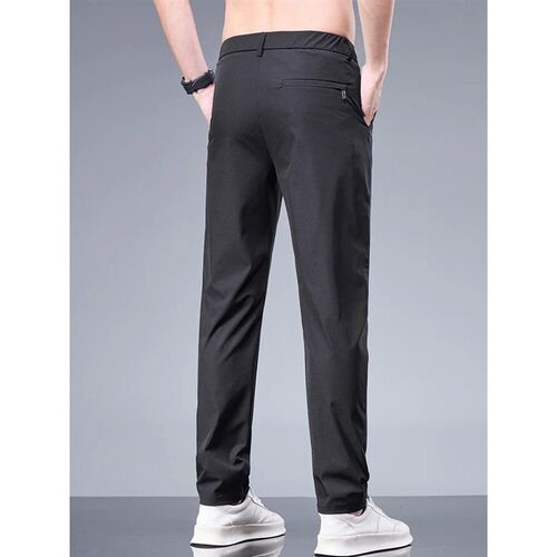 Summer New Business Ice Silk Pants Straight Elastic Waist Bl