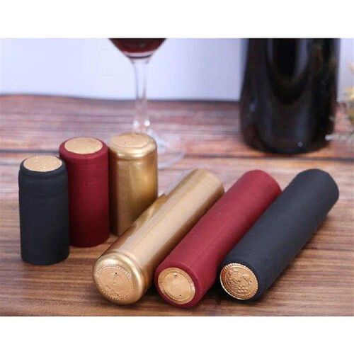 100 Pcs Seal Bottle Cover PVC Heat Shrink Capsules Black
