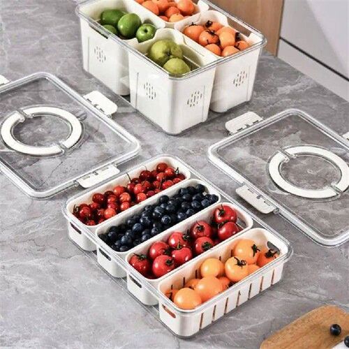 Fruit Storage Box Portable Ventilate Compartment with Lid