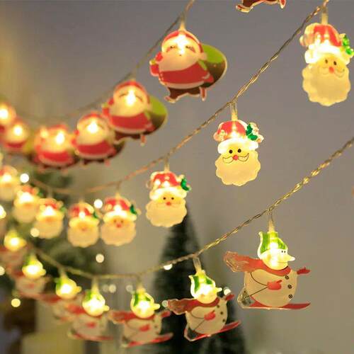 Christmas Decor Lighting Strings Cartoon Santa Claus Candy C