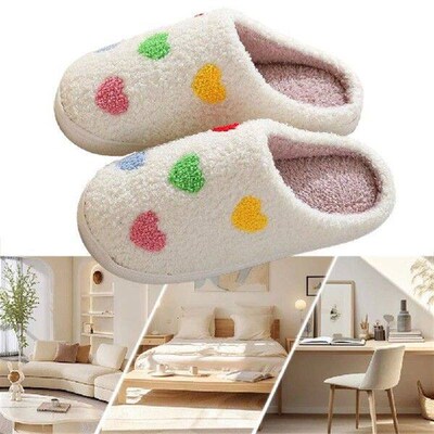 Plush Heart Slippers Thermal Love Slippers Comfortable Soft