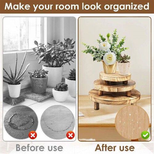 3Pcs Wooden Stool Display Stand 3 Sizes Wood Plant Stand