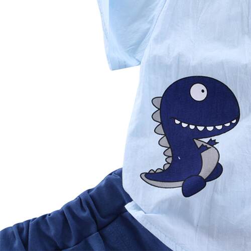 Summer Toddler Baby Boy Clothes Cute Dinosaur Tops Short Blu