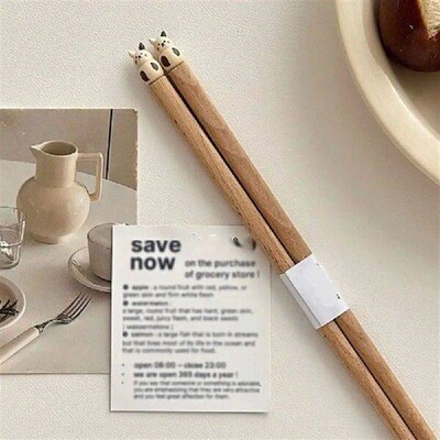 1 Pair Cartoon 3D Animal Chopsticks Wood Non Slip Sushi