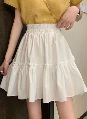 Summer New Style White Skirt with Elasticized Waist and Eleg