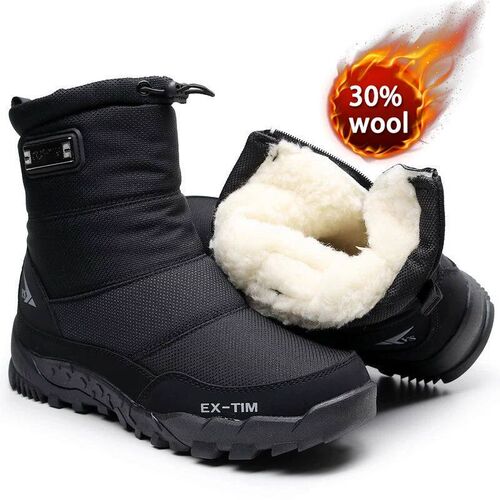 Winter Mens Hiking Boots Snow Boots Plus Velvet Warm Side Zi