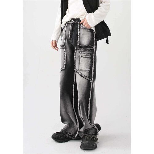 MELCLOTHES mens  autumn vintage old wash water burr straig