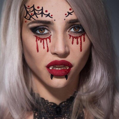 face stickers vampire Halloween Face Tattoos Glitter Spider
