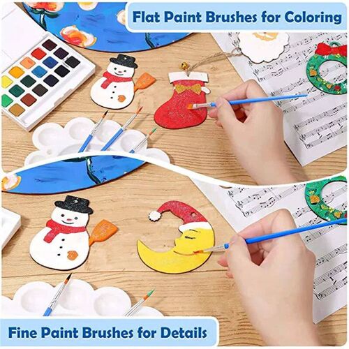 100pcs Paint Brushes Set for Kids Acrylic with Flat Round Po