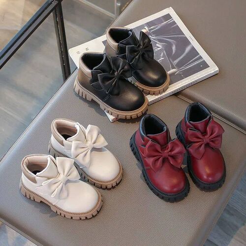 Girls Boots Bow Kids Fashion Buckle Cool Solid Color Toddler