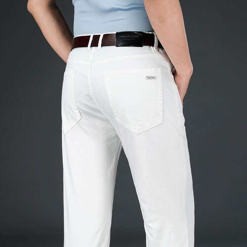 Summer Thin Mens Jeans Business Straight Loose White tendy