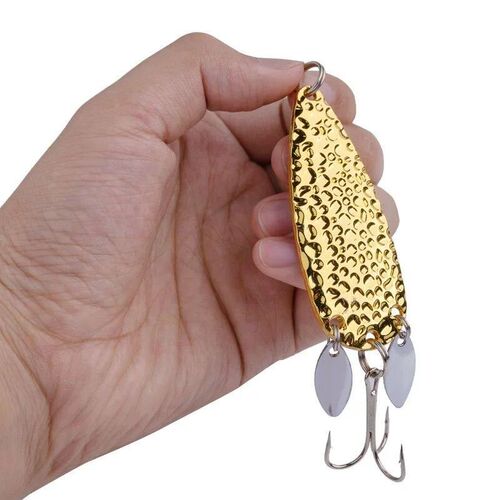 1PC Fishing Lure Metal Spoon Spinnerbait Double Rotating Har