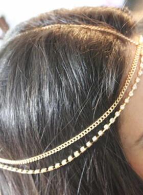 Classic multilayer drop crystal chain tassels Woman with hea