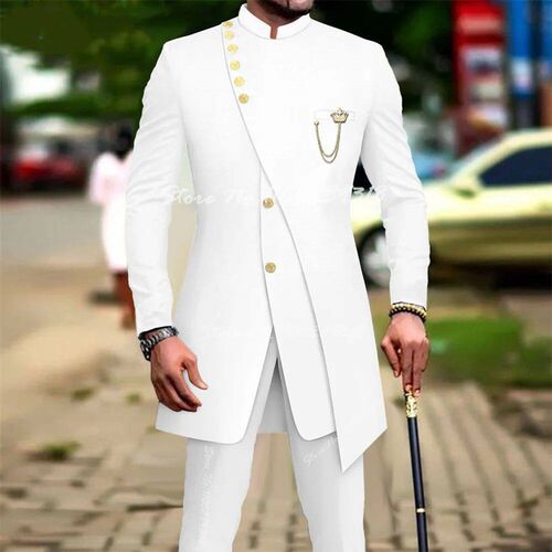 White Luxury Suits For Men Slim Fit Prom Party Wedding Groom