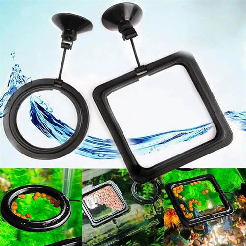 Black Color Aquarium Feeding Ring Fish Tank Floating Food Tr
