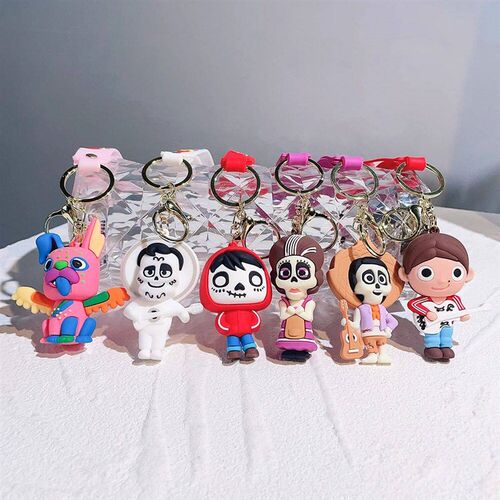 Animation Coco Silicone Keychains Cartoon Figure Pendant Key