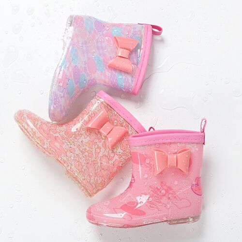 Export Floral Cloth Childrens Rain Boots In Stock Baby Anti