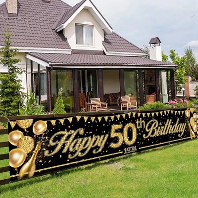 Happy 50th Birthday Backdrop Background Banner For Man Napki