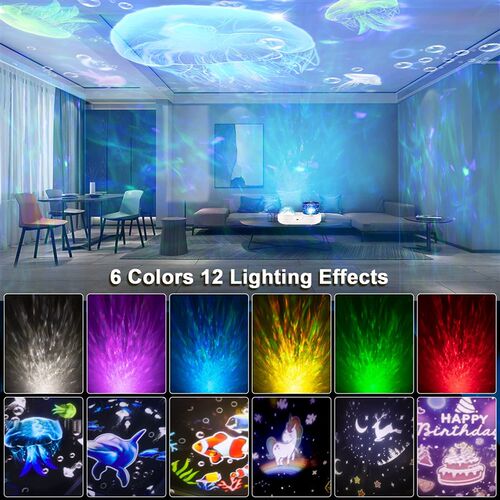 3D Galaxy Ocean Projector Night Light for Kids 12Pcs Theme F