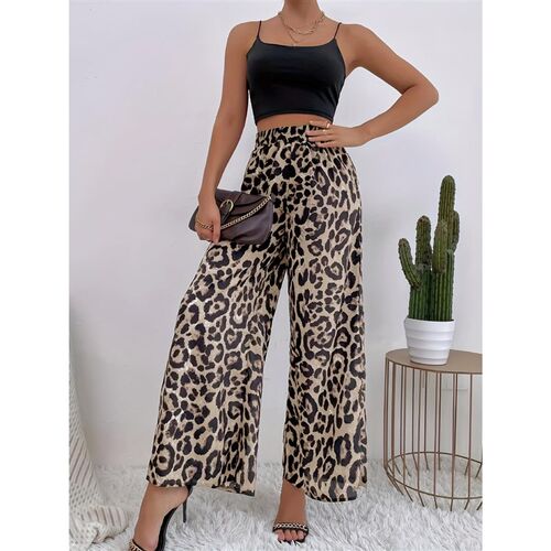 Womens Fashion Classic Leopard Print Staggered Waist Draped
