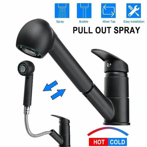 Kitchen Faucets Silver Black Single Handle Pull Out Kitchen