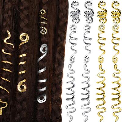 12Pc Vintage Viking Spiral Braids Dreadlock Beard Beads Cuff