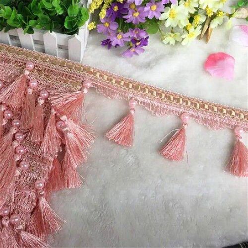 12 Yards Curtain Tassel Fringe Edging Lace Trim Bead DIY