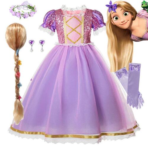 Princess Rapunzel for Girls Costume Movie Tangled Kids Cospl